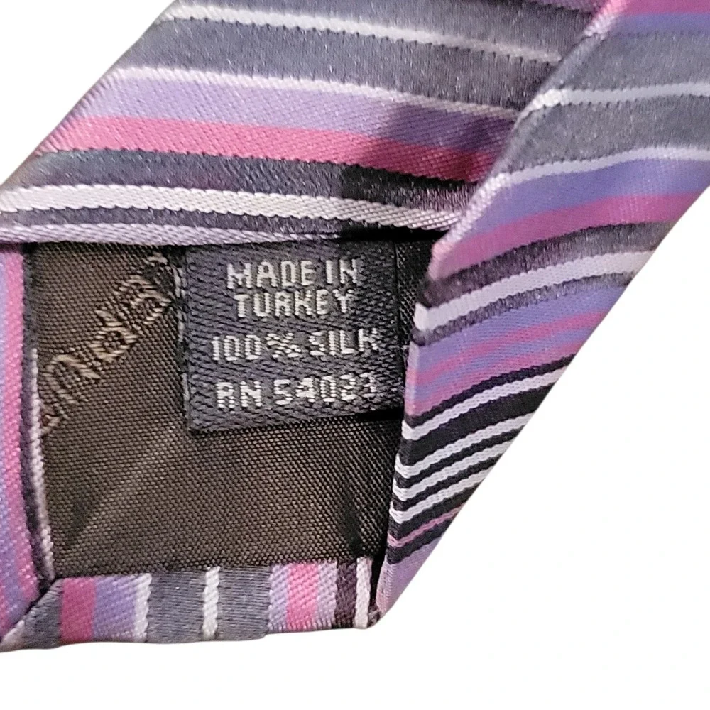 Banana Republic Mens Silk Striped Necktie Pink Purple Black Formal‎ Business